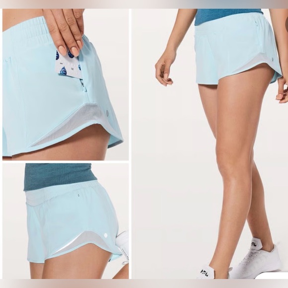 Lululemon Hotty Hot Shorts High Rise 2.5” Lined Baby Blue Size 14 EUC - Picture 4 of 10